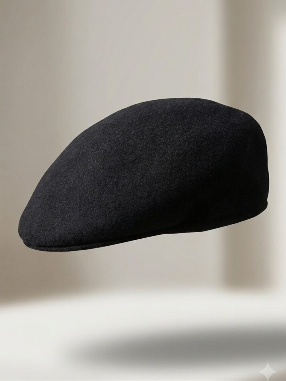 NWT Black Horn 100% Wool Felt Ascot Cap Black Size S/M